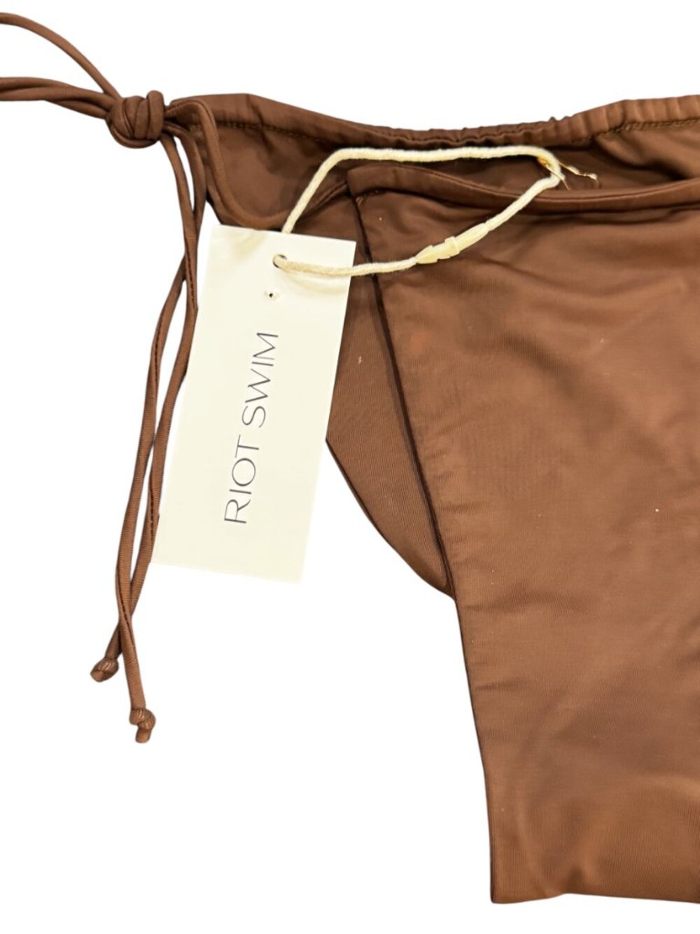 Riot Swim Bixi Bikini Bottom NWT Chocolate Brown Tie Side Minimal - Picture 4 of 11